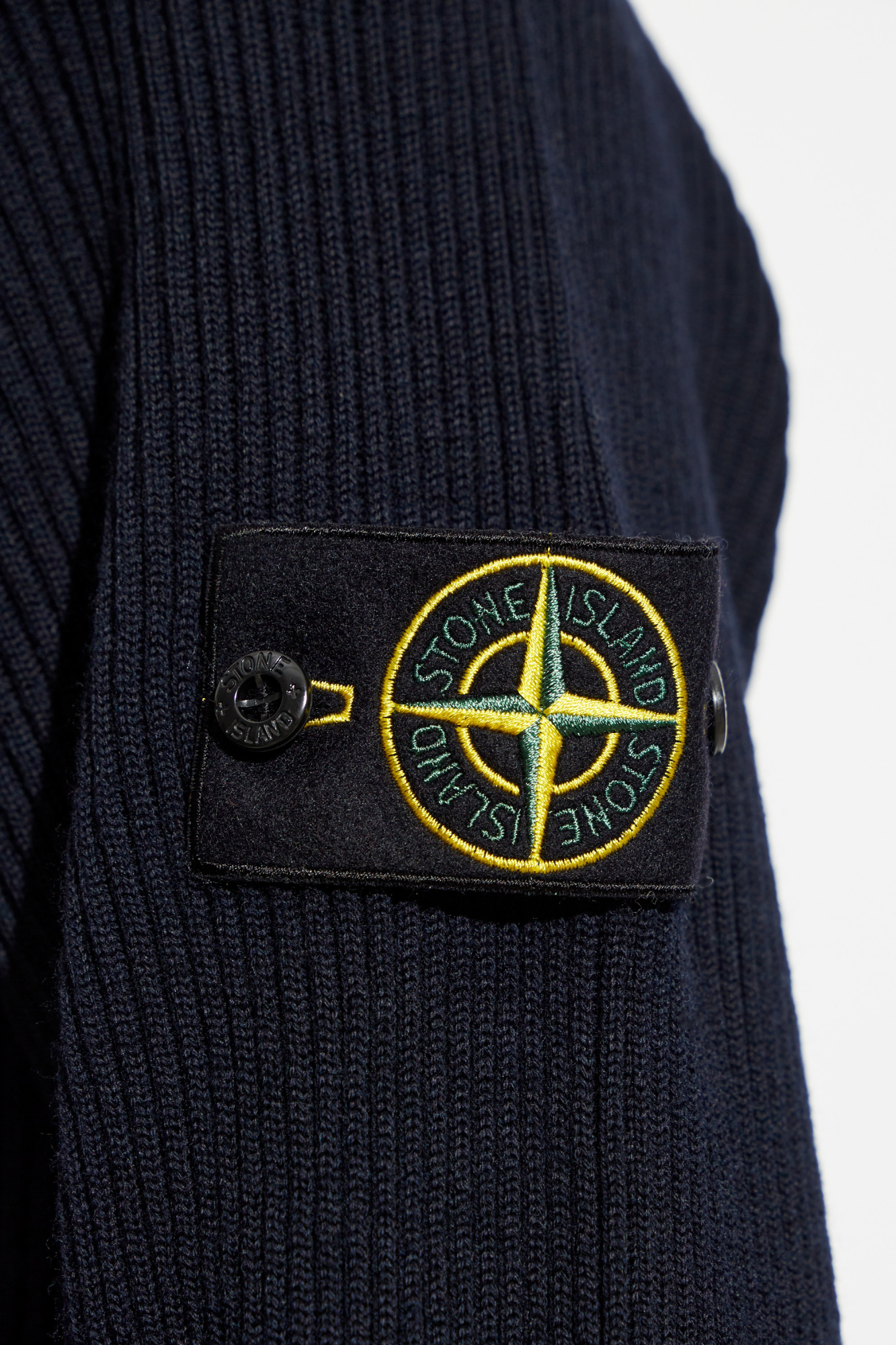 Granatowy Prążkowany kardigan Stone Island - Vitkac Polska